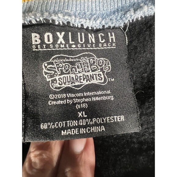 Box Lunch Womens Black Sponge Bob Embroidered Pullover Crewneck Sweater Size XL - Picture 3 of 10